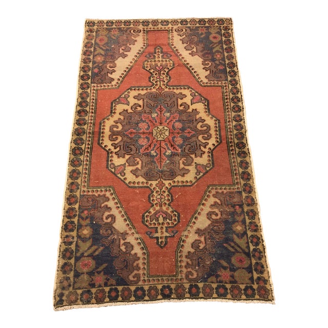 Handmade Bohemian Turkish Rug- 4′4″ × 7′9″ For Sale