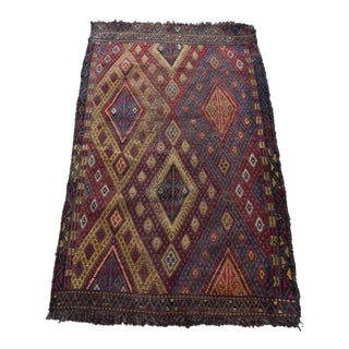 Handwoven Anatolian Turkish Oushak Braided Kilim Rug For Sale