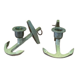 Pair of Vintage Anchor Wall Decorative Candle Holders, Nautical Maritime Decor For Sale