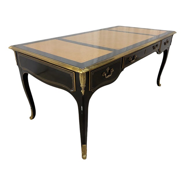 Late 20th Century Drexel Louis XV Laqured Leather Top Writing Desk For Sale