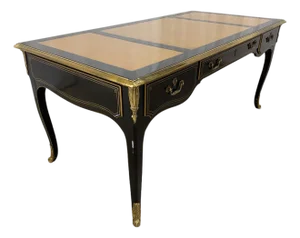 Late 20th Century Drexel Louis XV Laqured Leather Top Writing Desk