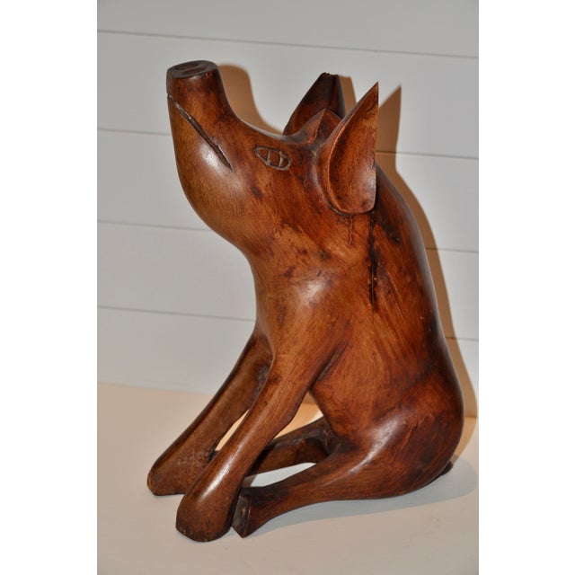 Late 19th Century Large Antique Hand Carved Flok Art Wooden Pig Sculpture For Sale - Image 5 of 9