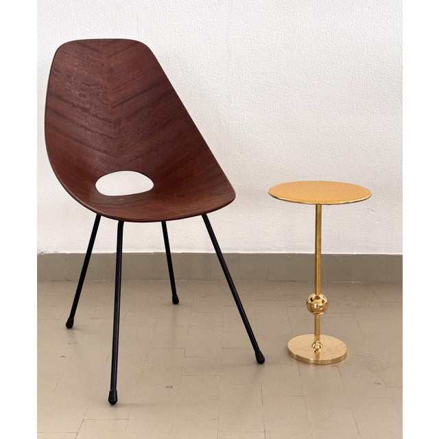 Vintage Italian Side Table in Brass and Yellow Glass by Osvaldo Borsani, 1950s For Sale - Image 4 of 11