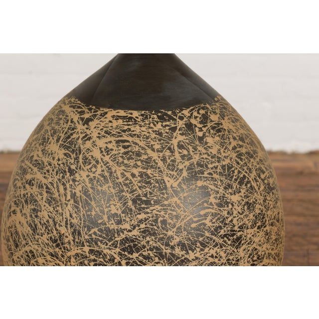 Large Prem Collection Hand Crafted Artisan Vase with Black and Brown Décor For Sale In New York - Image 6 of 12
