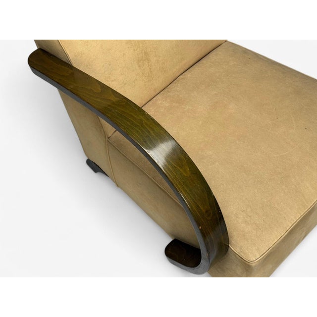 Pair of Vittorio Valabrega, Beige Velvet, Bentwood, Lounge Chairs, Italy, 1940s For Sale - Image 15 of 15