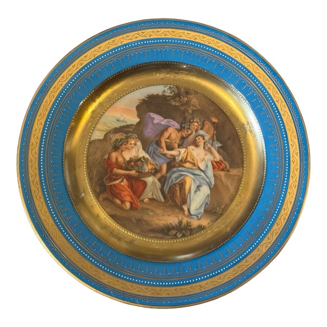 Antique Victorian Royal Vienna Porcelain Gilt Decorated Scenic Plate Ceres For Sale