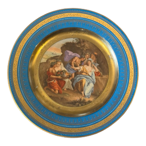 Antique Victorian Royal Vienna Porcelain Gilt Decorated Scenic Plate Ceres
