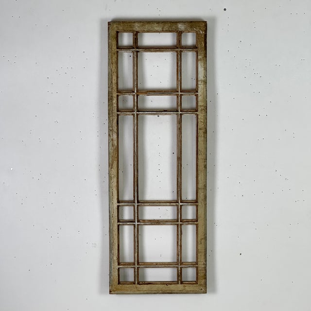 Wood Mondrain Inspired Architecturally Salvaged Grill Style Tall Wood Window Frame For Sale - Image 7 of 13