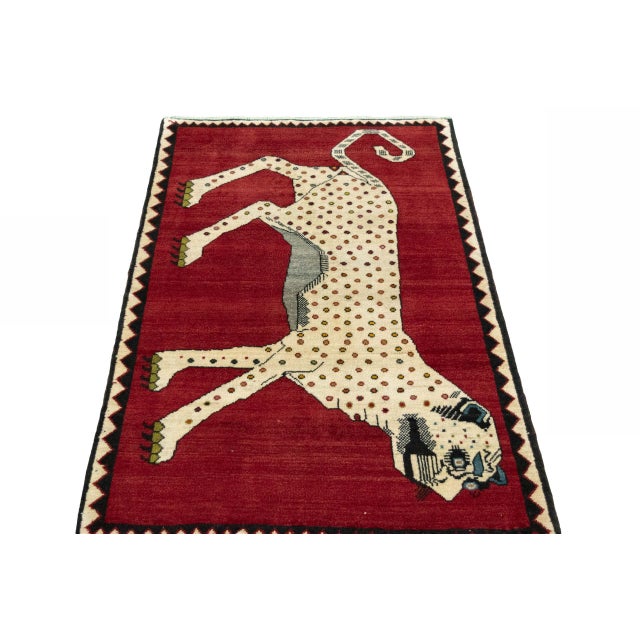 Hand-Knotted Gabbeh Rug with Tiger Motif For Sale - Image 4 of 11