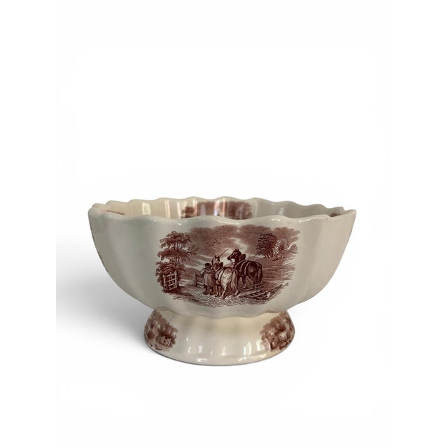 This antique circa 1850's Copeland, Duncan Scenes or Rural Scenes Brown and Cream Footed Large Bowl couldn't be more...