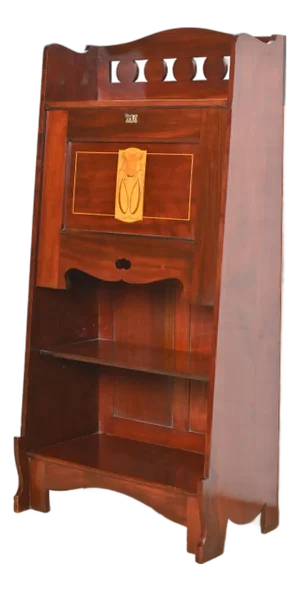 Stickley Brothers Style Antique Mission Arts & Crafts Inlaid Mahogany Drop Front Secretary Desk, Circa 1900