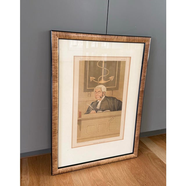 Framed Original 1893 Vanity Fair "Spy" Caricature Titled "Admiralty Jurisdiction" For Sale - Image 4 of 10