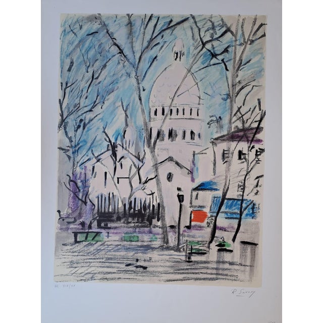 Robert Savary, Montmartre, the Sacré-Cœur, Lithograph For Sale