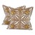 Designer Vicki Payne Free Spirit Brown Cream Gold Yellow Taupe Crest Tile Medallion Pillow Covers- Pair For Sale