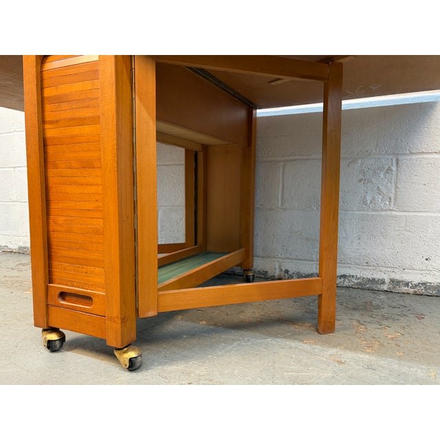 Mid 20th Century Romanian Drop Leaf Hide a Way Table W/ Four Folding Chairs For Sale - Image 9 of 17