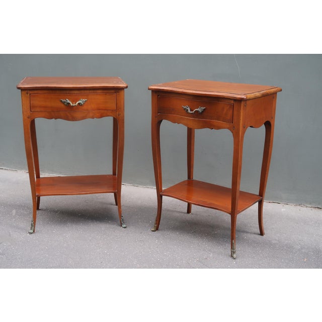 1960s Pair of French Louis XV Style Rosewood Side Tables Attributed to André Mailfert For Sale - Image 4 of 13