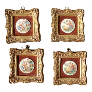Collage W Four Pictures of Porcelain Romantic Couples ~ French Country Setting For Sale