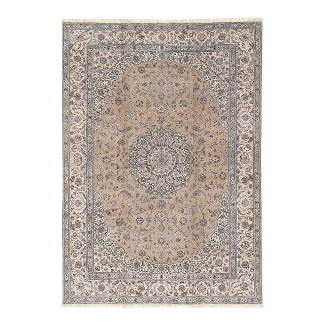 2020s Beige Persian Nain Silk & Wool 6 La For Sale