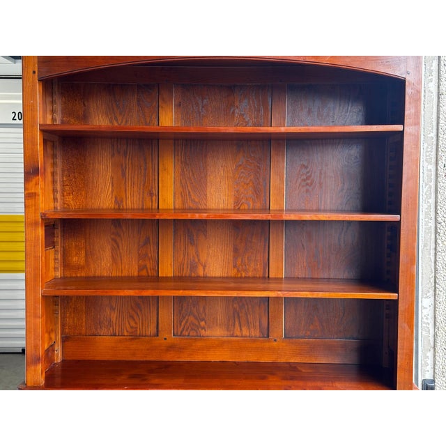 Rustic 20th Century Cherry Wood Bookcase with Sliding Writing Surface, 1920s For Sale - Image 3 of 18