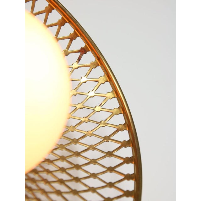 Metal Mid-Century Intricate Wall Lamp in Brass and Opaline Glass, 1950s For Sale - Image 7 of 18