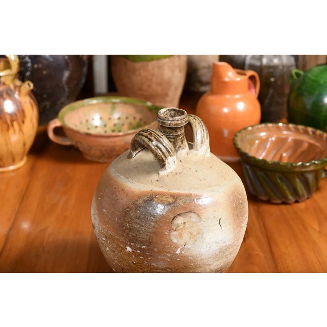 French 19th Century Double Handled Brown Glaze Pottery Jug with Rustic Character For Sale In Atlanta - Image 6 of 12