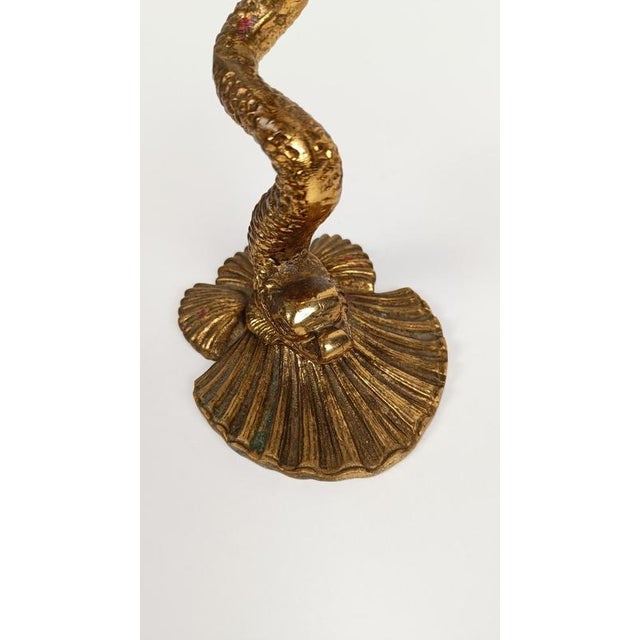 Vintage Italian Baroque Style Brass Dolphin Candlesticks, 1950s, Set of 2 For Sale - Image 15 of 18