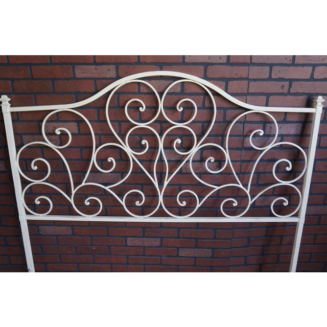 Shabby Chic Iron Scroll Queen Headboard For Sale - Image 3 of 5