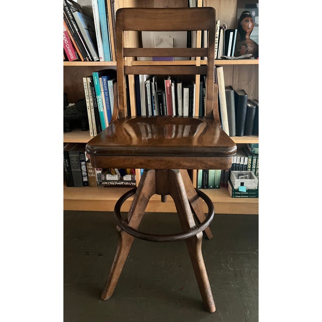 Brown Vintage Industrial Drafting Stool by Gunlocke For Sale - Image 8 of 10