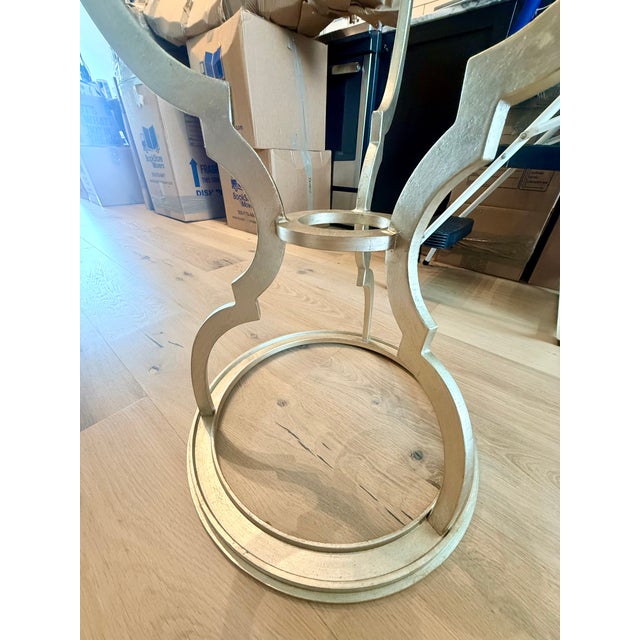 Ethan Allen Ethan Allen Attributed Glass Top Accent Table in Champagne Gold For Sale - Image 4 of 6