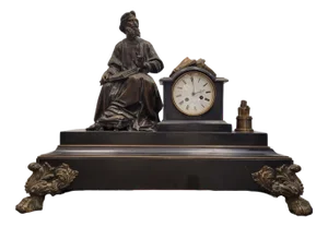 Napoleon III Philosopher Table Clock in Marble and Bronze, France, 16th Century