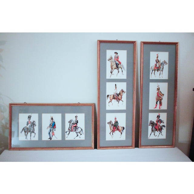 Set of Nine Framed Vintage Wolfgang Tritt Lithographs Depicting 18th C. Military Uniforms For Sale - Image 14 of 16