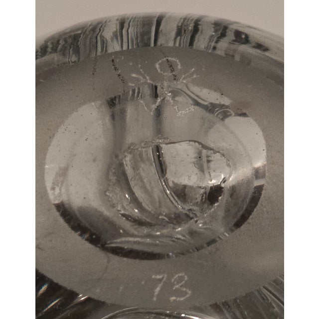 Paul Manning Signed Studio Glass Vase, Etched Stick Figure, 1973 For Sale - Image 10 of 11