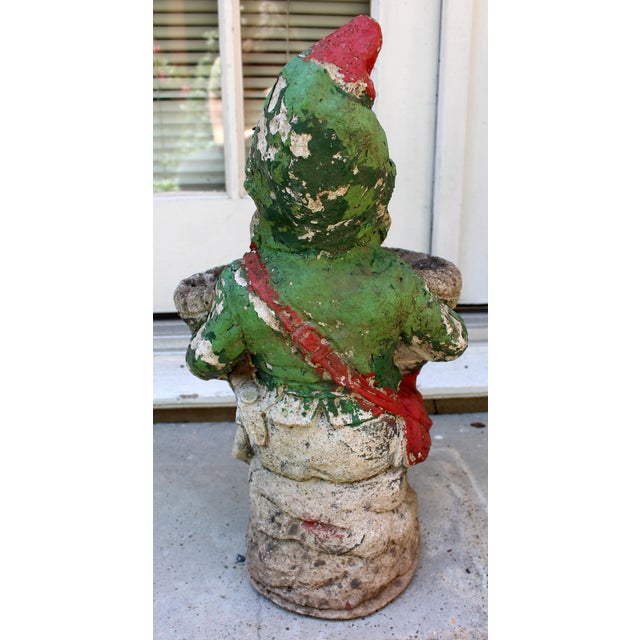 Mid 20th Century Mid-20th Century English Cast Stone Garden Gnome Double Planter For Sale - Image 5 of 5
