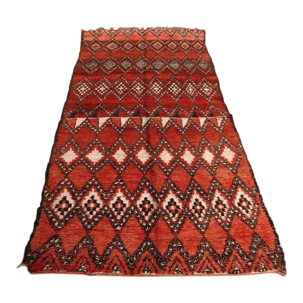 1960s Authentic Moroccan Red Tribal Rug North Africa | Chairish
