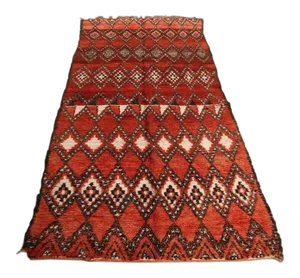 1960s Authentic Moroccan Red Tribal Rug North Africa