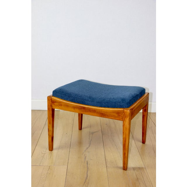 Art Deco Stool Seat in Navy Blue Structural Fabric, 1970s For Sale - Image 4 of 8