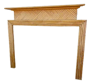 1930s Paul T. Frankl Restored Rattan Fireplace Surround Mantel