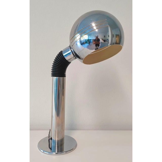 Gray Italian Space Age Table Lamp in Chromed Metal, 1970s For Sale - Image 8 of 9