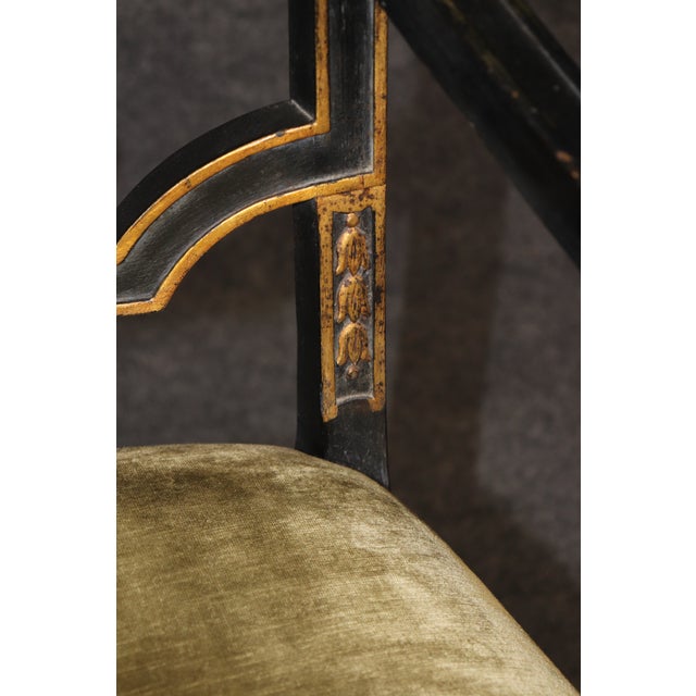 19th C. Set of 8 Italian Neoclassical Ebonized Gilt Dining Room Chairs For Sale - Image 11 of 11