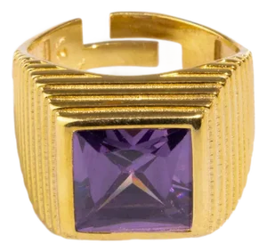 Majestic Amethyst & Gold Vermeil Chunky Signet Ring, Size 8