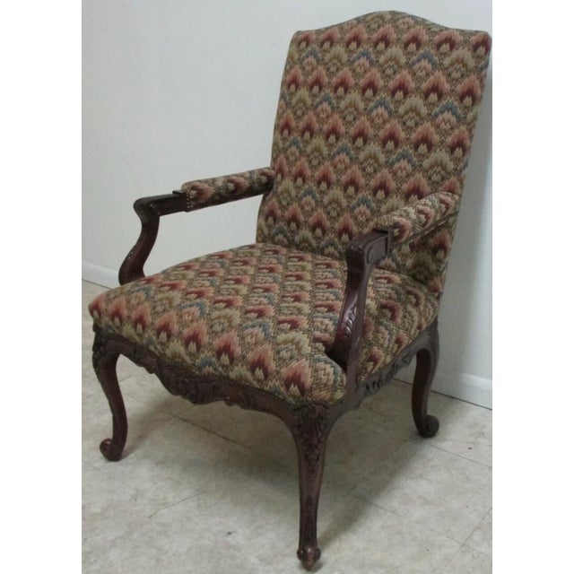 Brown 1980s Baker Furniture French Carved Leg Living Room Lounge Arm Club Chair B For Sale - Image 8 of 12