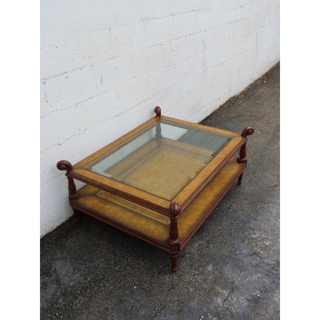 Maitland Smith Glass Top and Leather Cocktail Coffee Table 6333 For Sale - Image 14 of 15