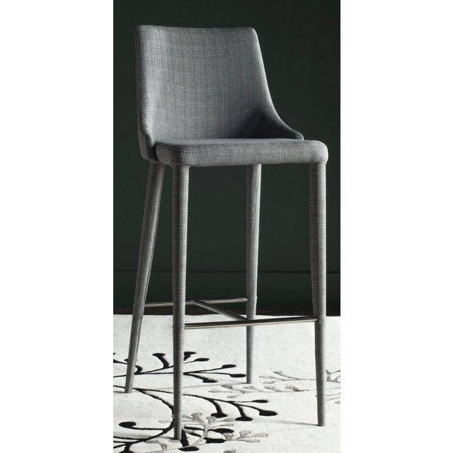 2020s Contemporary Upholstered Barstool in Grey & Chrome For Sale - Image 5 of 6