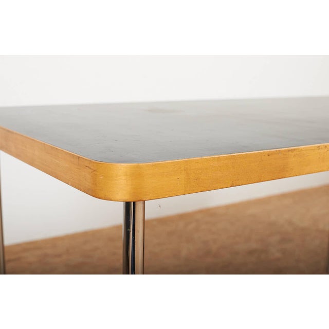 Wood Worktable in Chrome-Plated Metal Tubing and Wooden Top by Marcel Breuer for Wohnbedarf, 1928 For Sale - Image 7 of 15