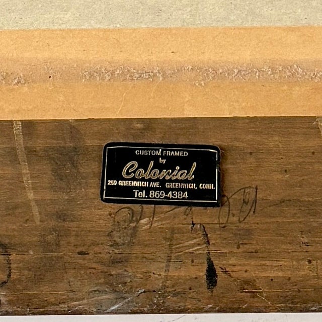 Wood Large Mid Century Copper Glazed Carved Wood Frame Featuring Impressionist Style Painting by Dt Volpe For Sale - Image 7 of 9