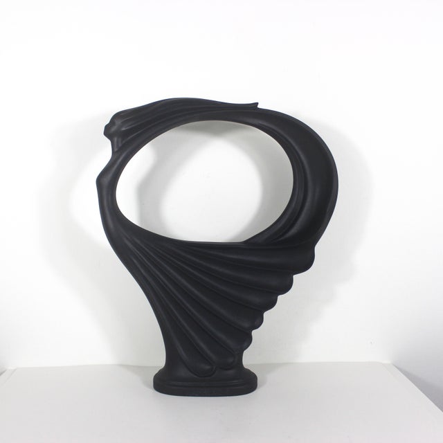 Art Nouveau Black Ceramic Flying Dancing Woman Sculpture 19” Tall For Sale - Image 4 of 13