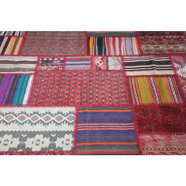 Vintage Handwoven Kilim Patchwork Rug & Kilim for Floor – 5' 3'' X 6' 11'' For Sale - Image 11 of 12