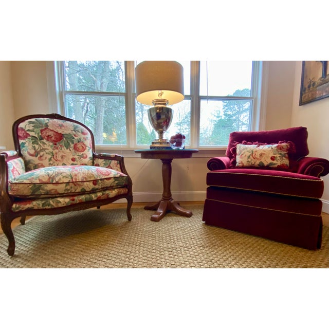 Custom Floral Bergere Chair Upholstered in Brunschwig & Fils For Sale - Image 11 of 12