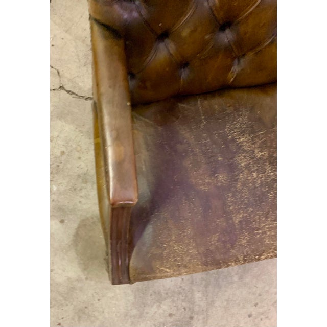 Animal Skin Antique Leather Gainsborough Armchair, 1900s For Sale - Image 7 of 10