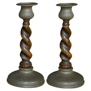 Antique Arts & Crafts Candleholders, Set of 2 For Sale